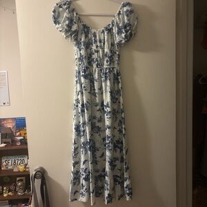 Floral Blue and White Maxi Dress